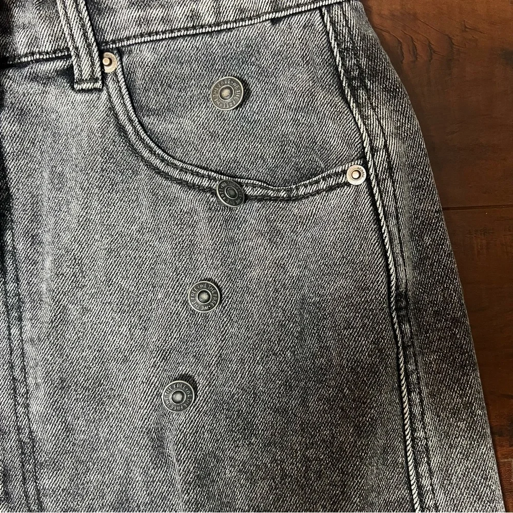 FREE PEOPLE We The Free Denim Parker Wrap Jean Mini Skirt Sulphur Black Size 26 - Picture 8 of 12